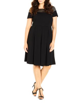 City Chic Plus - Illusion Stripe Dress