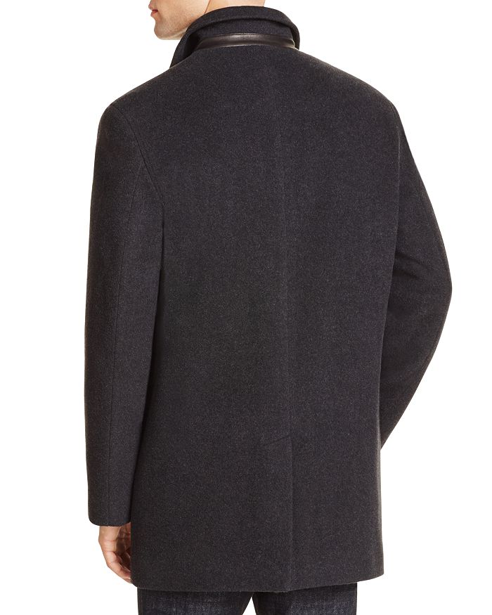 Shop Cole Haan Wool Cashmere Topper Coat In Charcoal
