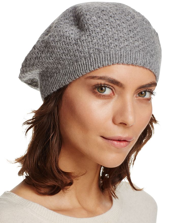 C By Bloomingdale's Waffle Knit Cashmere Beret - 100% Exclusive In Pale Grey