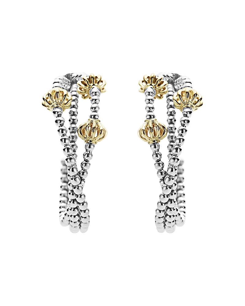 Lagos 18K Gold and Sterling Silver Caviar Icon Hoop Earrings