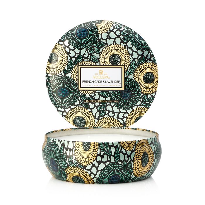 Voluspa French Cade & Lavender Decorative Tin Candle 12 oz/ 340 G In Blue