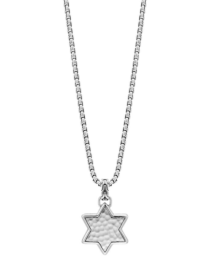JOHN HARDY STERLING SILVER CLASSIC CHAIN STAR OF DAVID HAMMERED PENDANT NECKLACE, 22,NB97020X22