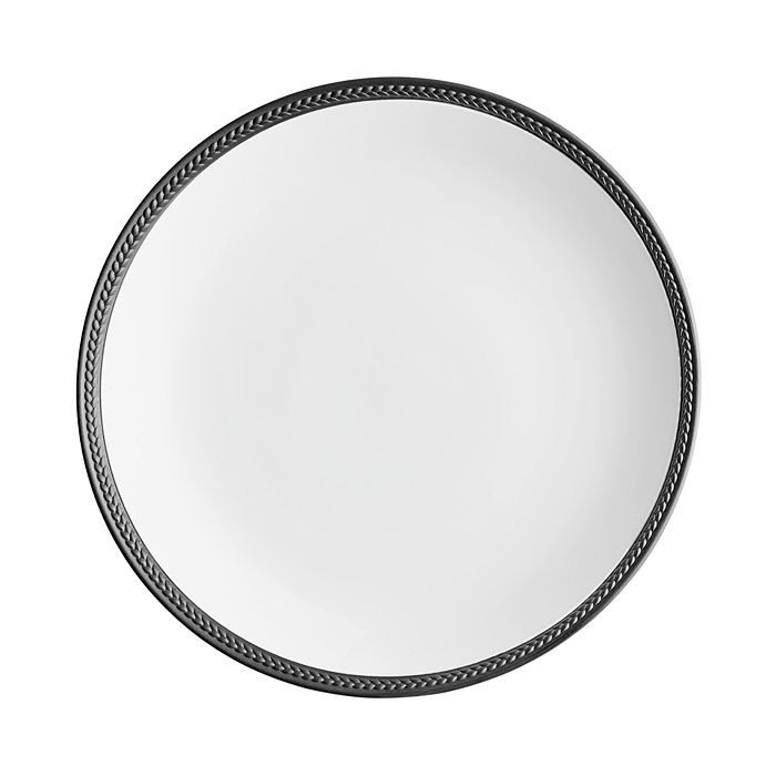 Shop L'objet Soie Tressee Black Dinner Plate In White/black