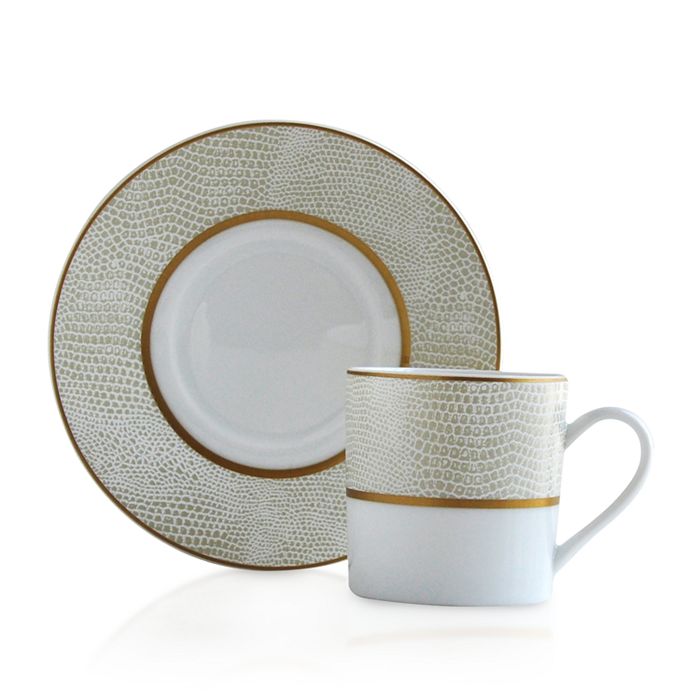 Bernardaud Sauvage White After Dinner Saucer In Gold/white