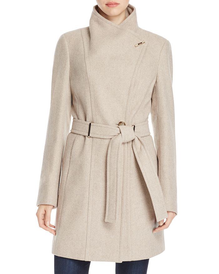 Calvin Klein Toggle Wrap Coat In Oatmeal Twill | ModeSens