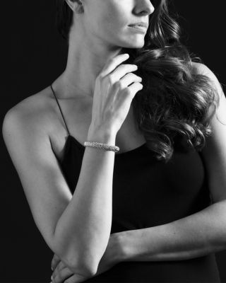 Sterling Silver & 18K Yellow Gold Caviar Beaded Oval Bracelet