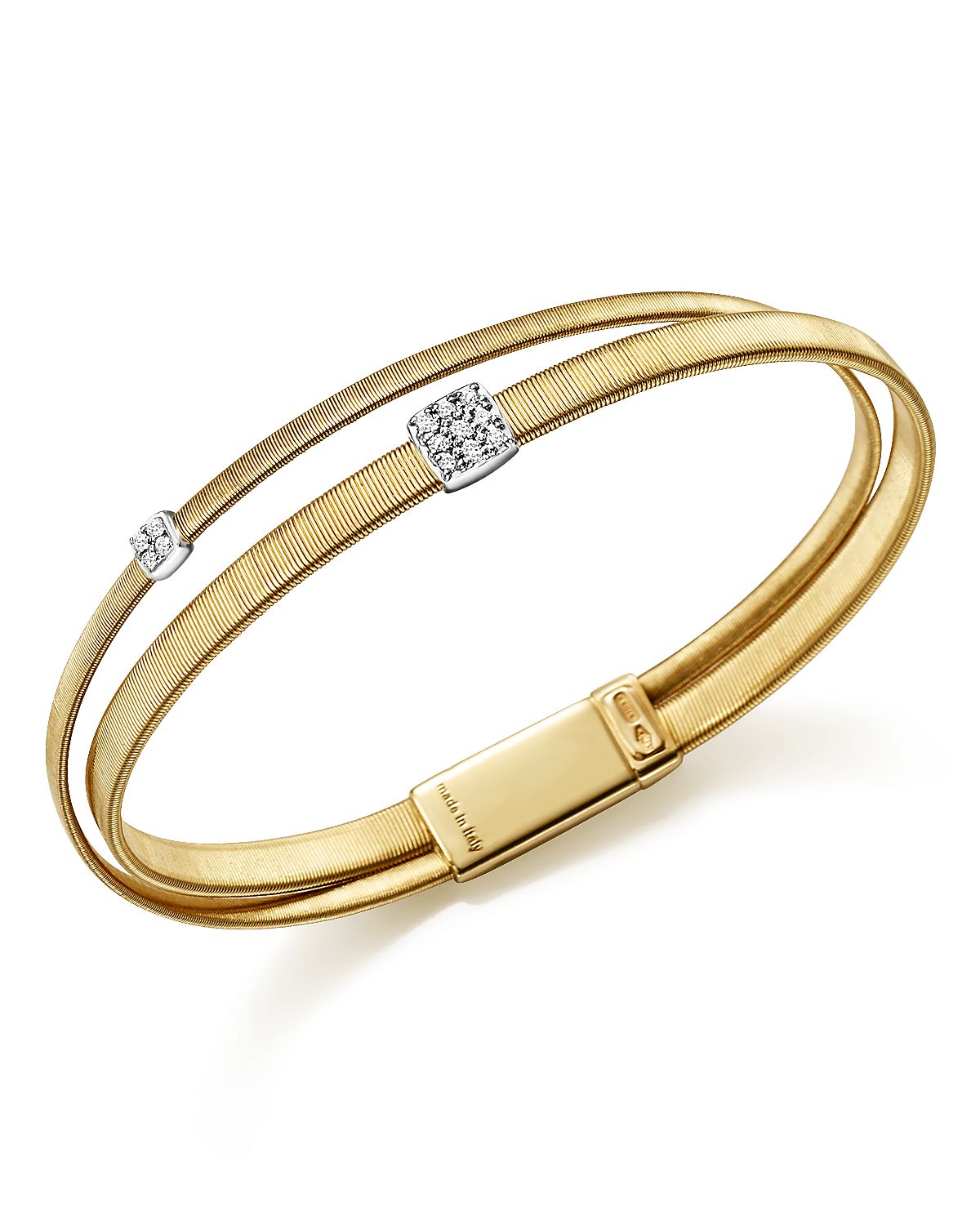 Marco Bicego 18K Yellow Gold Masai Two Strand Crossover Diamond Bracelet