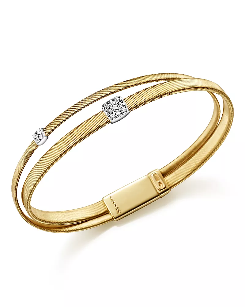 Marco Bicego 18K Yellow Gold Masai Two Strand Crossover Diamond Bracelet