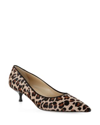 Carrie Leopard Calf Hair Kitten Heel Pumps