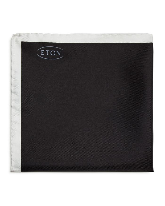 Eton Of Sweden Silk Pocket Square In Black