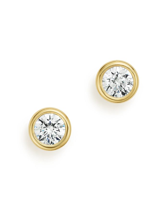 Shop Bloomingdale's Diamond Bezel Stud Earrings In 14k Yellow Gold, 0.50 Ct. T.w. - 100% Exclusive In White/gold