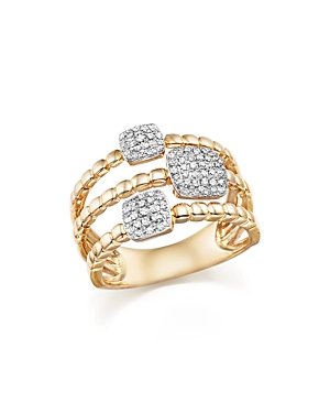 Diamond Pave Triple Row Beaded Band in 14K Yellow Gold, 0.25 ct. t.w.