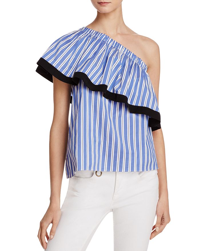 MILLY One-Shoulder Stripe Top | Bloomingdale's