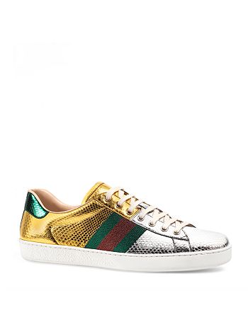 Gucci Men's Ace Metallic Lace Up Sneakers | Bloomingdale's