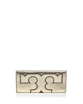 tory burch metallic clutch