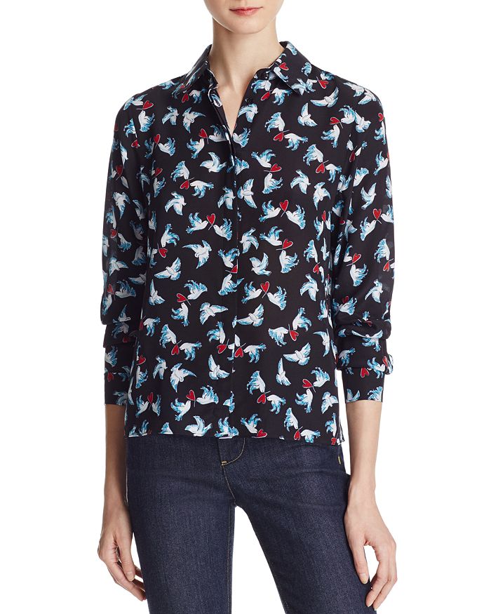 Alice And Olivia Willa Printed Silk Shirt