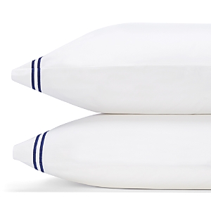 Frette Hotel Classic Standard Pillowcase Pair In White/navy