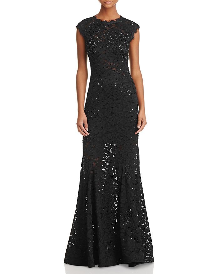 AQUA Embellished Lace Gown 100 Exclusive Bloomingdale s