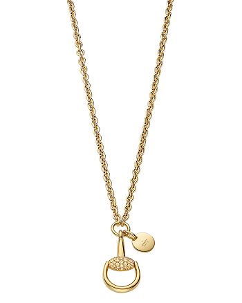 Gucci 18K Yellow Gold Horsebit Necklace with Brown Diamonds, 17.7 ...