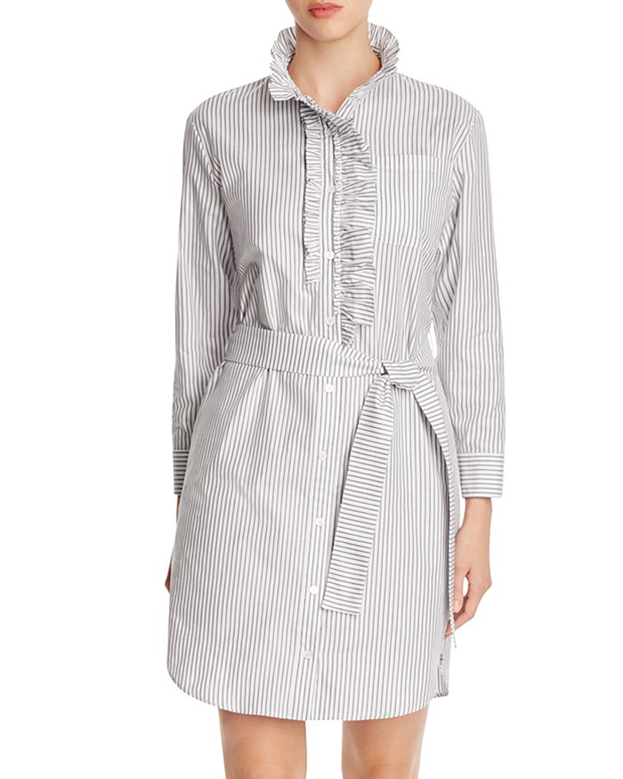 Burberry Ruffle Trim Stripe Shirt Dress | Bloomingdale's