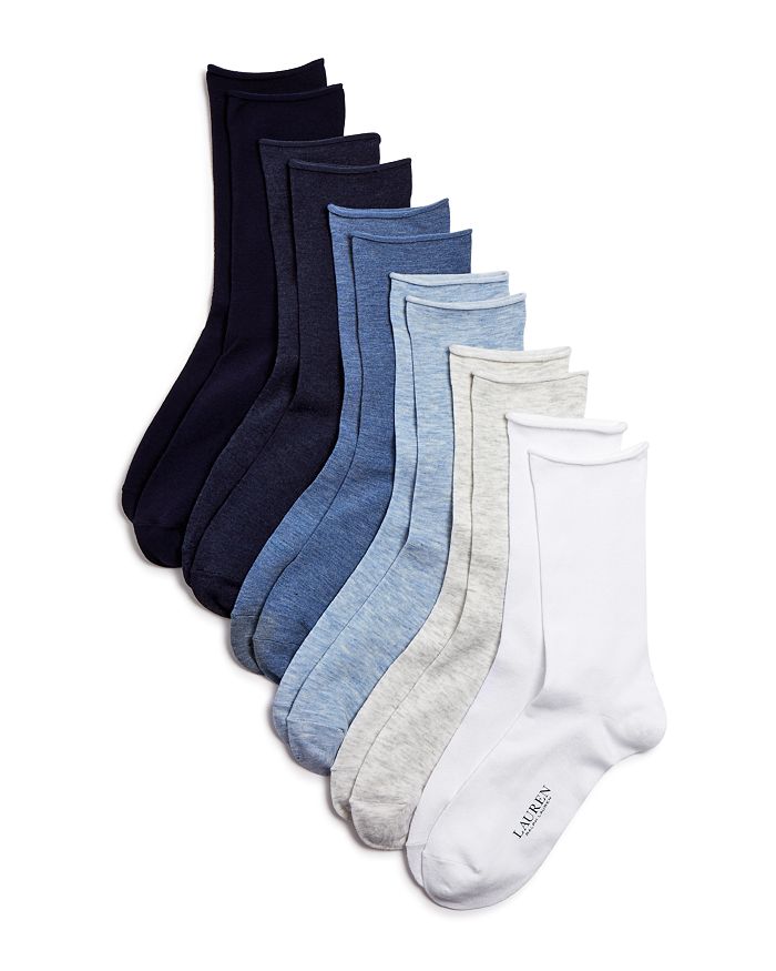 Ralph Lauren Lauren  Roll Top Trouser Socks, Set Of 6 In White/denim/navy