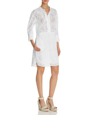 knee length dresses for ladies Sonia Eyelet Mini Shirt Dress White / L main image 1