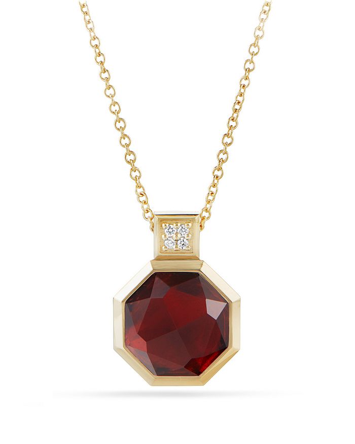 David Yurman Guilin Octagon Pendant Necklace with Garnet and Diamonds ...