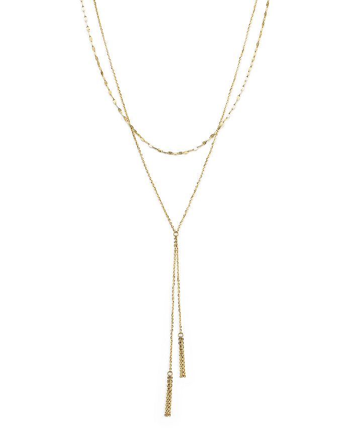 Bloomingdale's 14K Yellow Gold Double Chain Tassel Lariat Necklace, 17 ...