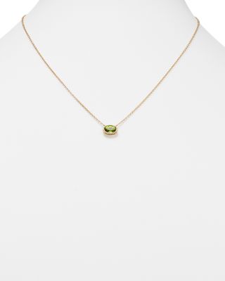 Peridot Bezel Pendant Necklace in 14K Yellow Gold, 18"&nbsp;