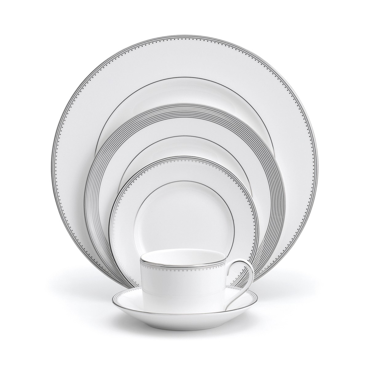 Wedgwood Vera Wang Wedgwood Grosgrain 5-Piece Place Setting in White/Platinum