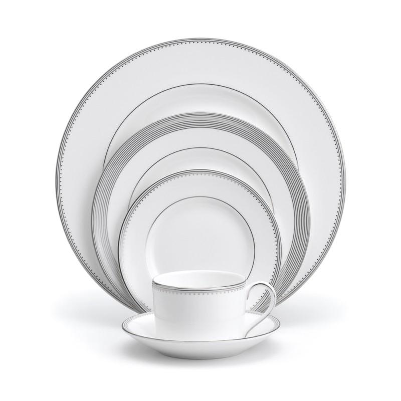 Wedgwood Vera Wang Wedgwood Grosgrain 5-Piece Place Setting in White/Platinum