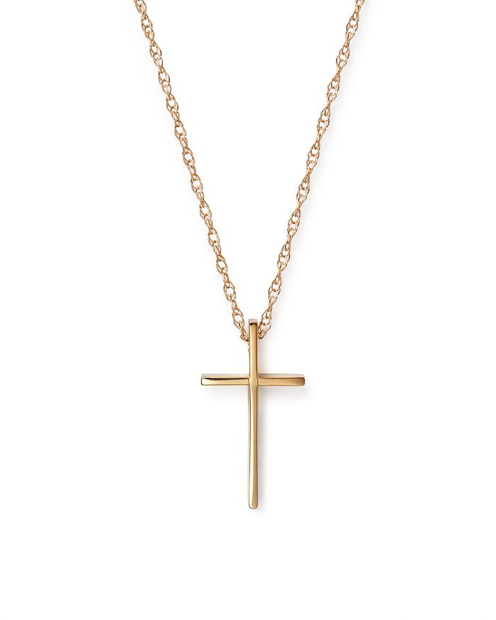 Bloomingdale's 14k Yellow Gold Small Cross Pendant Necklace, 18 - 100% Exclusive