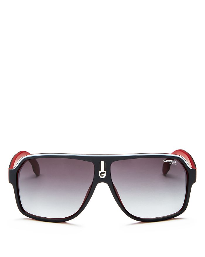 Carrera Men's Oversized Flat Top Aviator Sunglasses, 65mm In Matte Black/red