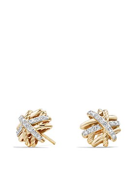 David Yurman - Crossover Earrings with Diamonds in 18K Gold
