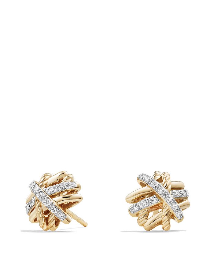 David Yurman - Crossover Earrings with Diamonds in 18K Gold