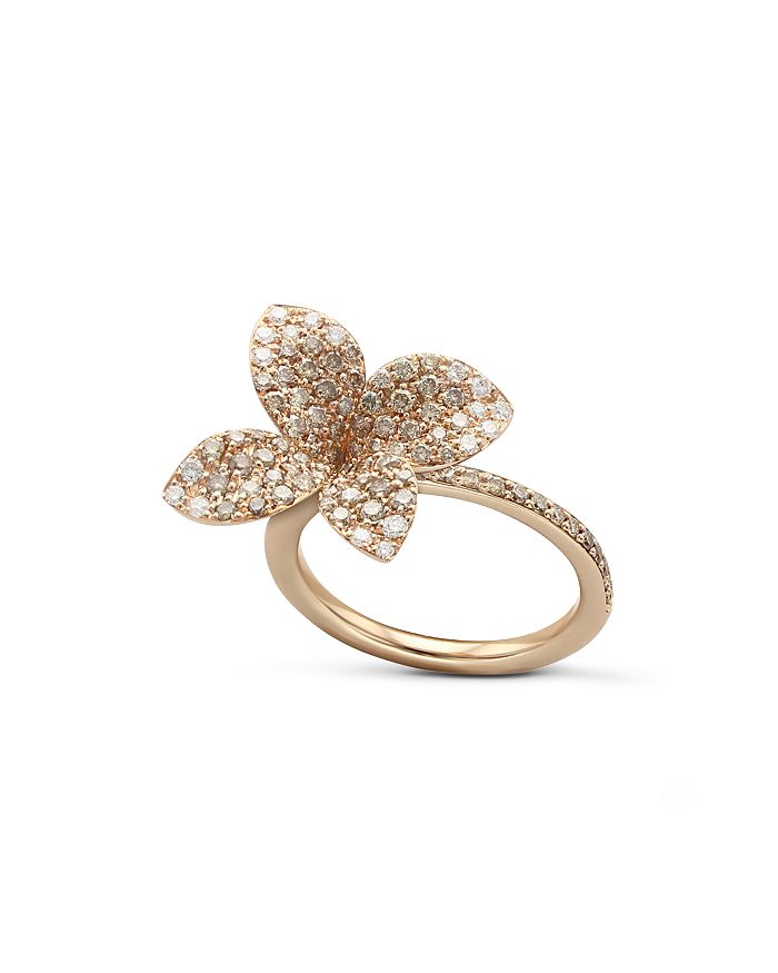 Shop Pasquale Bruni 18k Rose Gold Secret Garden Pave Diamond Four Petal Flower Ring In White/rose