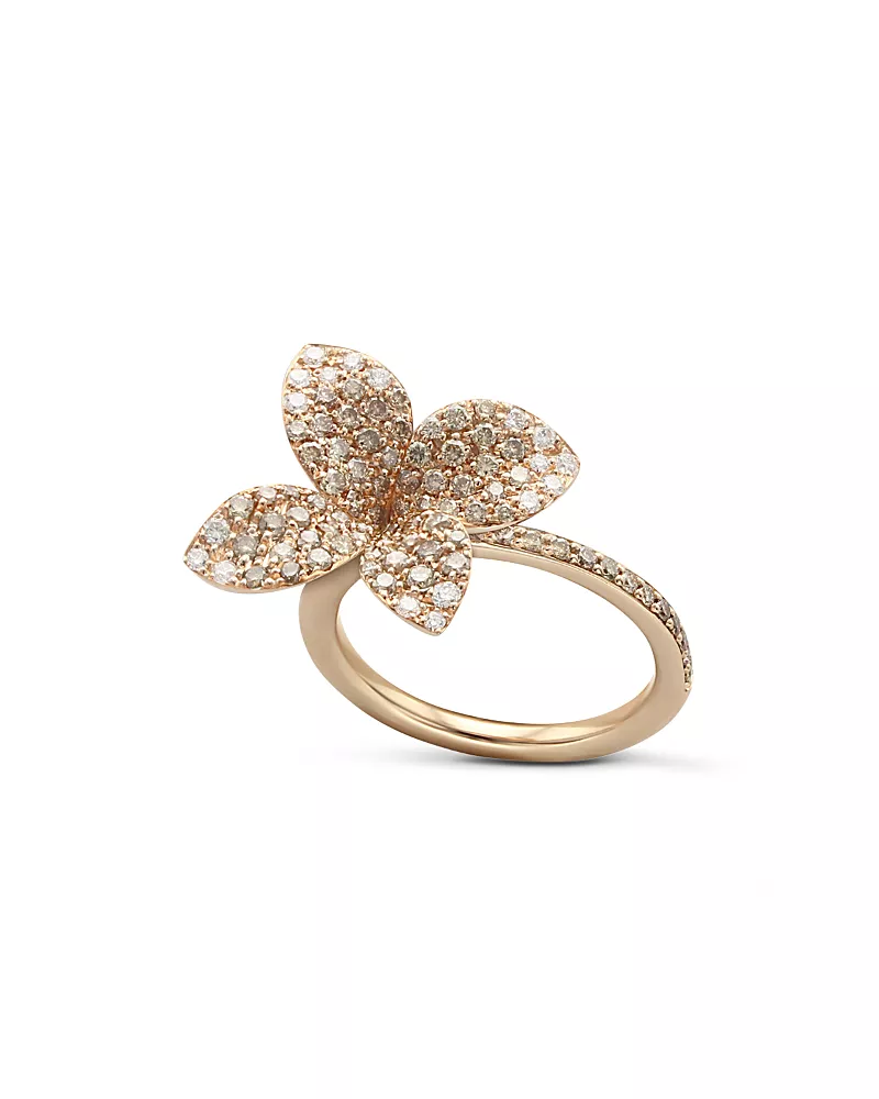Pasquale Bruni 18K Rose Gold Secret Garden Pave Diamond Four Petal Flower Ring