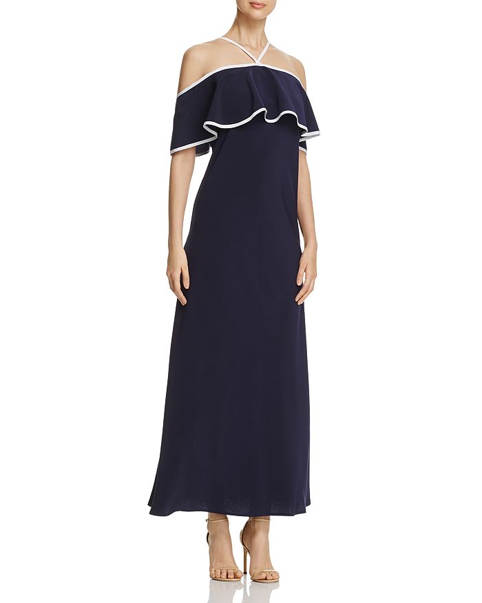 Calvin Klein Cold Shoulder Ruffle Maxi Dress | Bloomingdale's