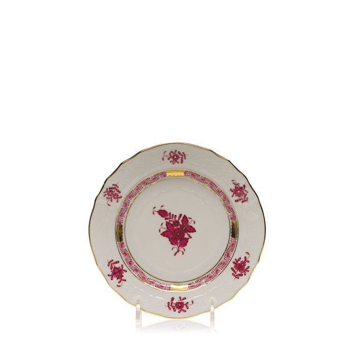 Herend Chinese Bouquet Bread & Butter Plate In Pink/24k Gold Trim