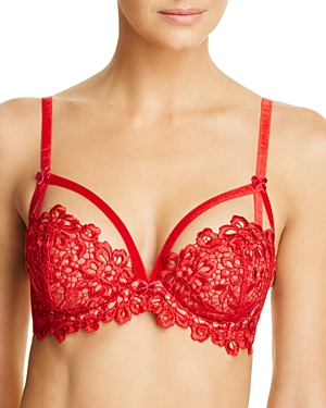 Dita Von Teese Dahlia Lace Balconette Bra In Lipstick Red