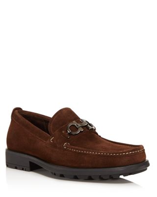 Suede Thick Lug Sole Loafers 