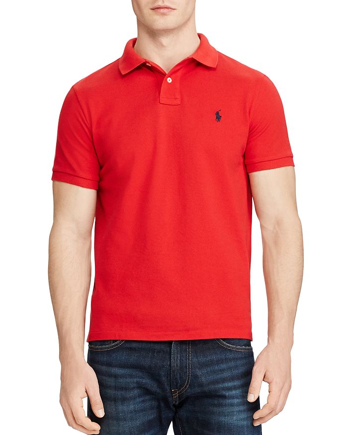 Shop Polo Ralph Lauren Custom Slim Fit Mesh Polo Shirt In Rl2000 Red