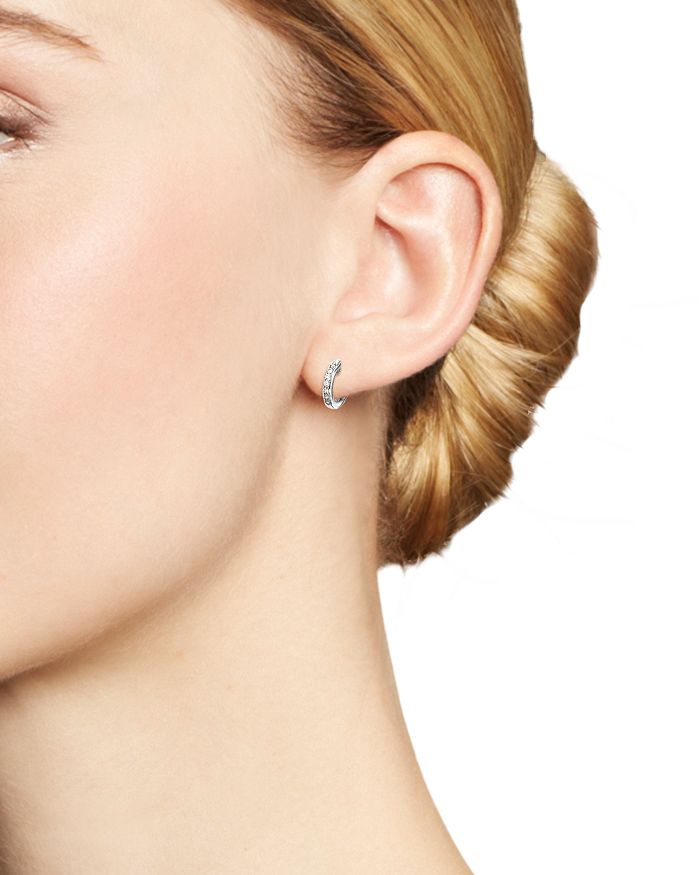 Shop Bloomingdale's Diamond Mini Hoop Earrings In 14k White Gold,.15 Ct. T.w. - 100% Exclusive