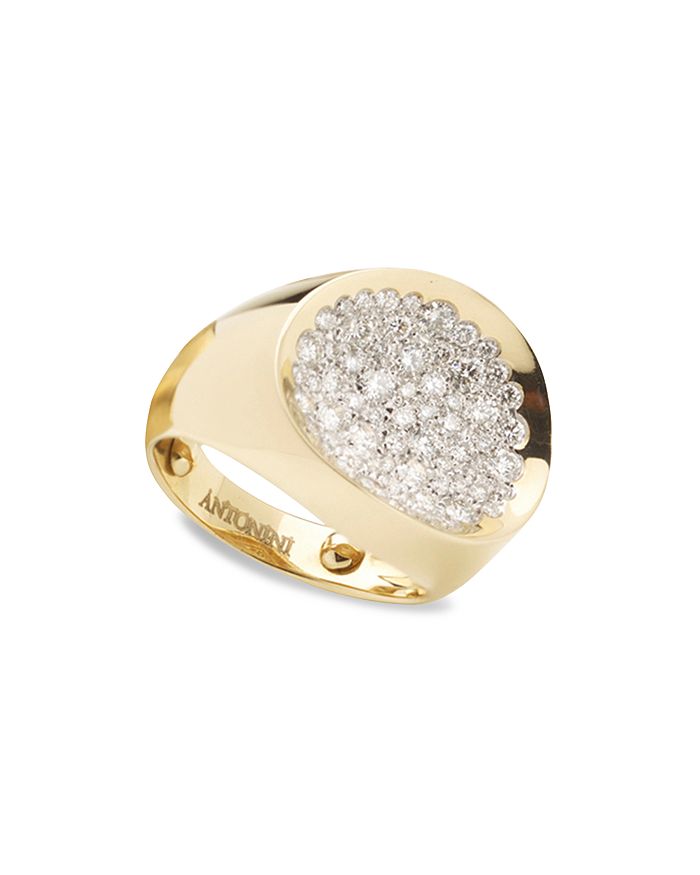 ANTONINI 18K YELLOW GOLD MATERA SMALL PAVE SILVERMIST DIAMOND RING,A111G1