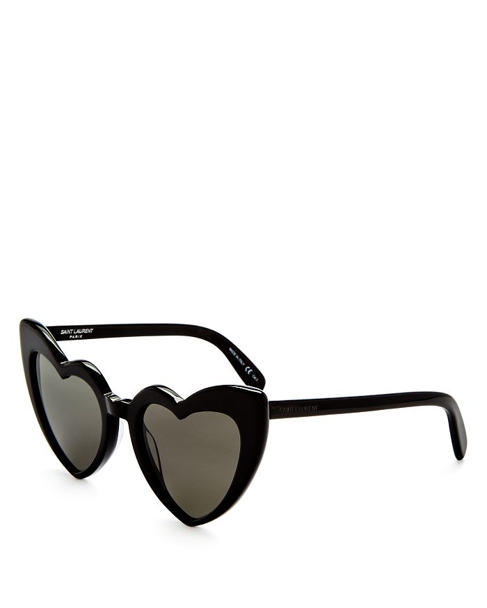 Saint Laurent Women's Lou Lou Heart Sunglasses, 53mm In Black/gray Solid