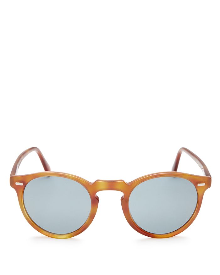 Shop Oliver Peoples Gregory Peck Round Sunglasses, 47mm In Light Brown