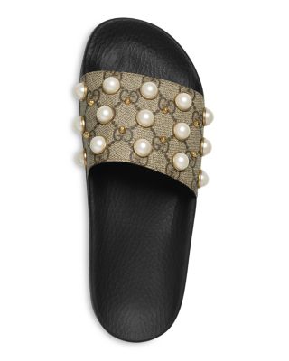 サンダル Gucci Pursuit Pool Slides Gucci Pursuit 72 Pool Slides Slip-on Black Summer Sandals