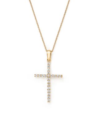 Diamond Cross Necklace in 14K Yellow Gold, 0.25 ct. t.w. - 100% Exclusive