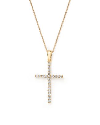 Bloomingdale's Diamond Cross Necklace in 14K Yellow Gold, 0.25 ct. t.w ...