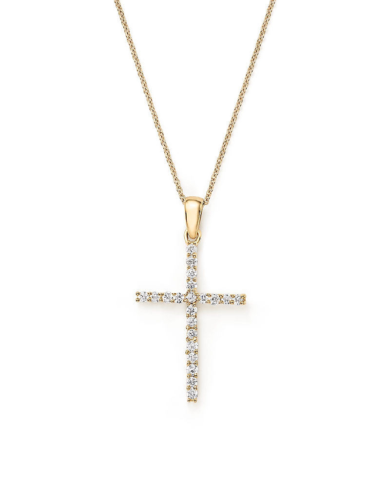 Diamond Cross Necklace in 14K Yellow Gold, 0.25 tcw